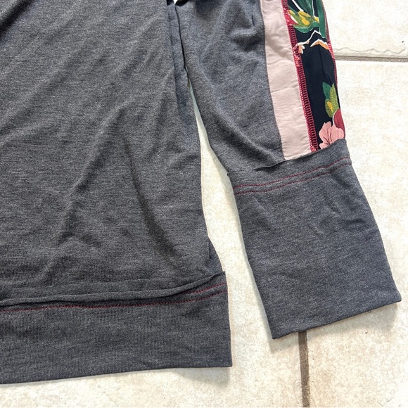 Kori America Long Sleeve Grey Top w/ Patterned Sleeves - Picture 6 of 11